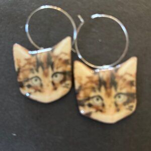 😻 Cat Face Hoop Earrings | Quirky Statement Jewelry | Handmade